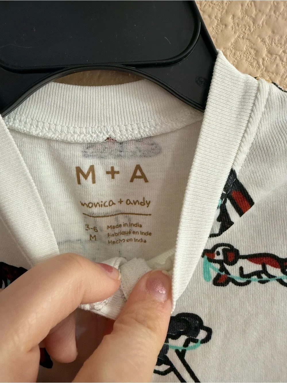Monica & Andy White Baby One-Piece with Colorful Dog Print 3-6months